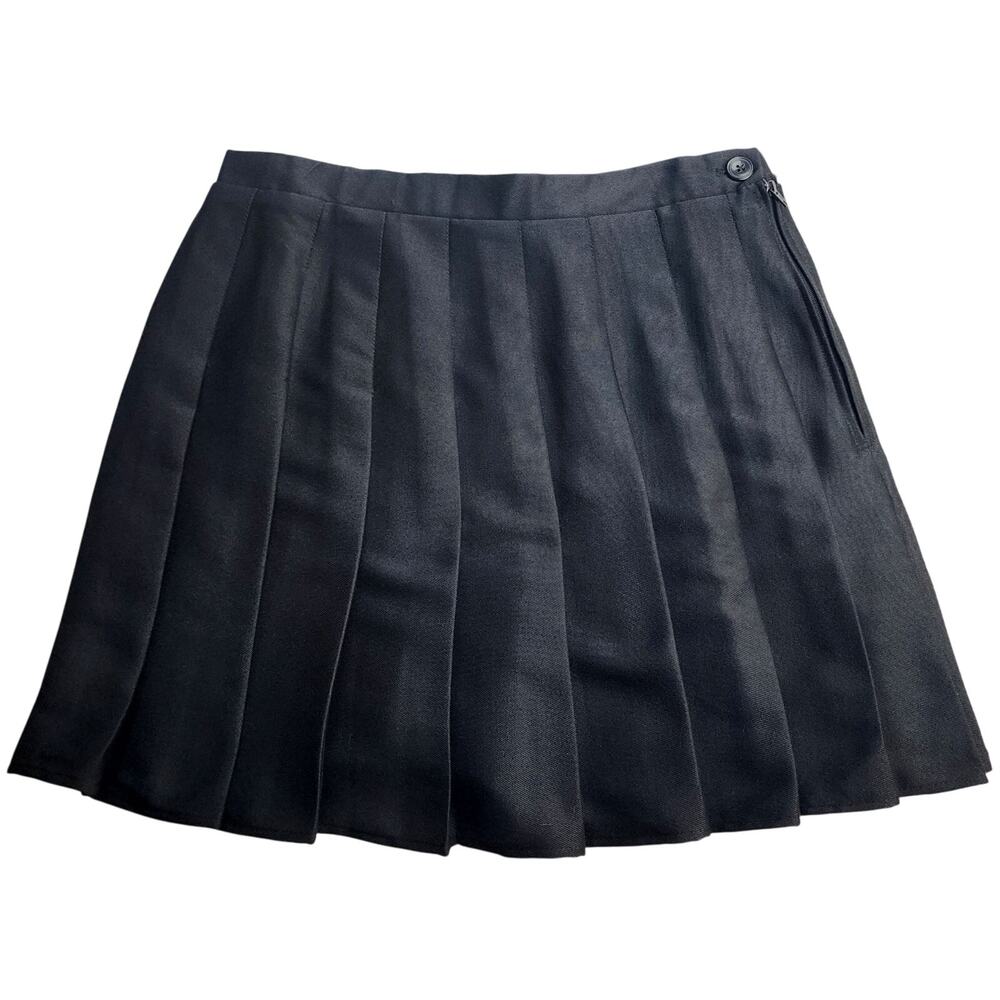 Pleated Mini Skirt by Rewind Black Side Zipper and Button Size Large